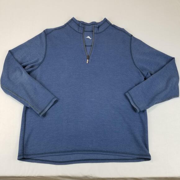 Tommy Bahama Sweater Mens Extra Large Blue Reversible Half Zip Pullover - Picture 8 of 8